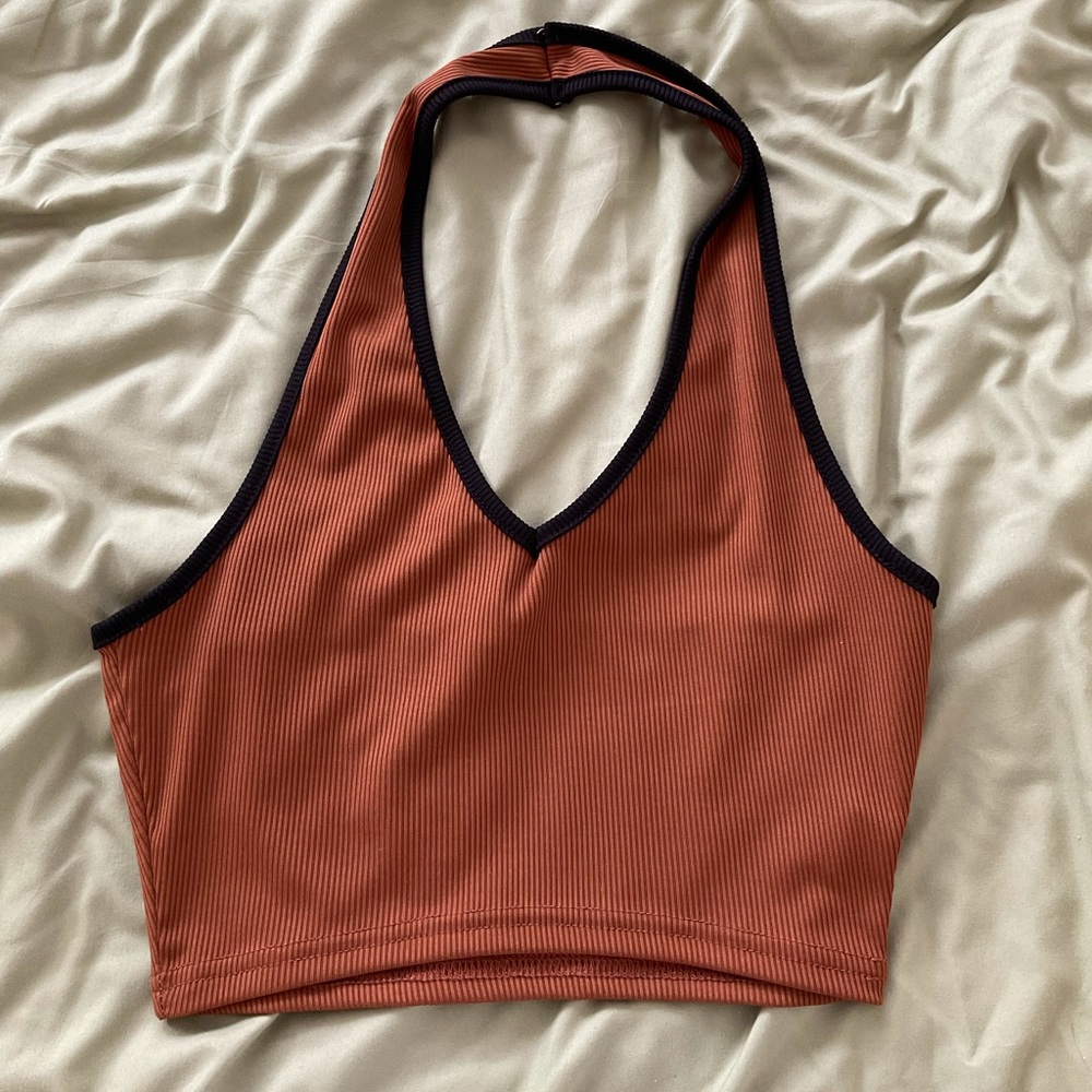 Brown Ribbed SHEIN Halter Top